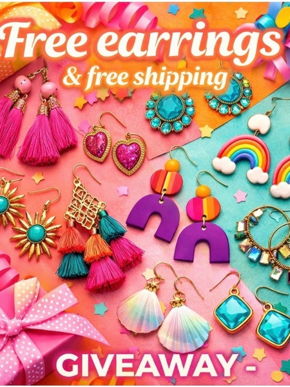 Colorful Assorted Party Earrings - Pink, Purple, Turquoise - Brand: